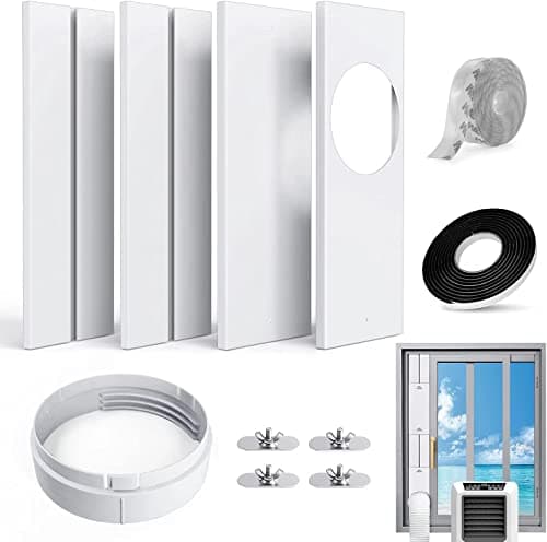Kit de Sello de Ventana Universal para Aire Acondicionado Portátil de Manguera de Escape con Acoplador Kit de Ventilación de CA Ajustable Sello de PVC para Ventana Corrediza (Para Tubo de 15cm)