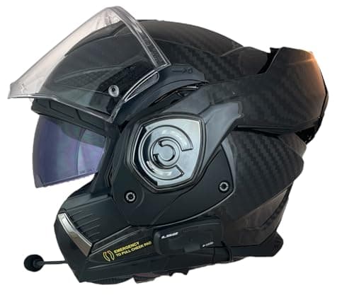 LS2 FF901 ADVANT X Solid CARBON-06 con Intercomunicador LS2 4X Instalado Casco Modular de Motocicleta con Visera Solar, Fibra de Carbono, Sistema de comunicación Integrado (M 57/58)