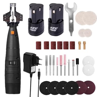 Kit de afilador de Cadenas de motosierra inalámbrica Eléctrica con 2 baterías juego de herramientas de afilar 20000rpm sierra Multifunción Maquina (Negro)