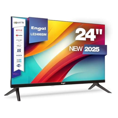 Engel LE2486SM - Smart TV LED de 24" HD Ready - Sistema Operativo VIDAA - Acceso a Netflix, Disney+ - Diseño sin Marcos - Dolby Audio - 3 HDMI, 2 USB - Modo Hotel