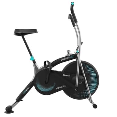 Cecotec Bicicleta Estática Drumfit CrossFit 1000 Eolo. Resistencia al Aire Ajustable Manualmente, Sillín ajustable Verticalmente, Pantalla LCD, Pedaleo Bidireccional, Tamaño Compacto