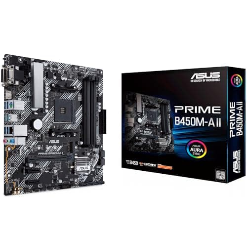 Asus Prime B450M-A II - Placa Base Micro-ATX AMD B450 Ryzen AM4 con Soporte M.2, HDMI/DVI/D-Sub, SATA 6 Gbps, 1 GB Ethernet, USB 3.2 Gen 2 de Tipo A, BIOS Flashback y Aura Sync RGB