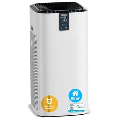 MIDEA Purificador de Aire con Filtro HEPA hasta 88 m2 - Air Purifier silencioso alta potencia CADR 740 m3/h - Industrial Neutralizador de Olores para alergías - Elimina el 99,99% de Bacterias