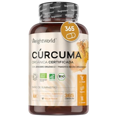 Cúrcuma con Pimienta Negra y Jengibre Orgánica - 365 Cápsulas - 1 Año de Suministro - Apto para Veganos, con Certificación Orgánica