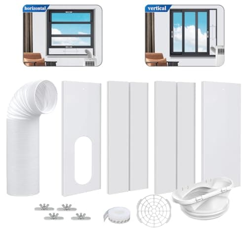 Kit de ventilación de ventanas de aire acondicionado portátil, sello de ventanas de aire acondicionado con mangueras de escape de aire acondicionado de 15cm de diámetro, longitud ajustable de 43-144cm