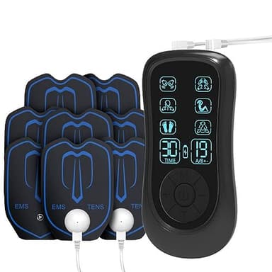 FONCBIEN Electroestimulador Muscular, TENS EMS Corrientes Rehabilitacion Fisioterapia 2 Canales 6 Modos Electro Estimulador Muscular ara Aliviar el Dolor Cervical/Piernas/Abdominal/Espalda/Cuello