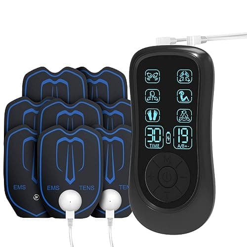 FONCBIEN Electroestimulador Muscular, TENS EMS Corrientes Rehabilitacion Fisioterapia 2 Canales 6 Modos Electro Estimulador Muscular ara Aliviar el Dolor Cervical/Piernas/Abdominal/Espalda/Cuello