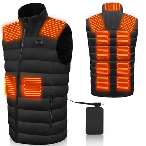 ZWOOS Chaleco Calefactable para Hombre y Mujer, 15 Zonas, Chaqueta Termico con Bateria 20000 mAh, 3 Temperaturas, Lavable a Máquina, Negro (FR/ES, Letras, L, XL, Regular, Regular, Negro)
