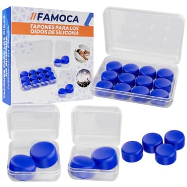 FAMOCA 16 Tapones Oidos Ruido Dormir + 2 Cajas Individuales – Tapones Oidos Cancelacion De Ruido, Estudiar, Nadar – 27dB – Tapones Para Dormir