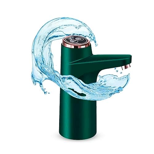 NK Dispensador de Agua - Indicador LED, Batería 1500 mAh Recargable por USB, Material Protector de Silicona, Compatible con Garrafas y Botellas 4,5L, 5L, 7,5L, 10L, 11,3L, 15L, 18,9L (Verde)