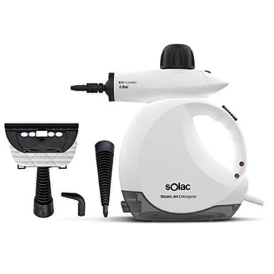 Solac - Limpiador a Vapor de Mano Steam Jet 1200W| Vaporeta 3 Bar |30g/min| 175ml con deposito gel hidroalcohólico |Multiusos Tapicería de Coche, Hogar, Cocinas, Alfombras, Cristales, Sofá