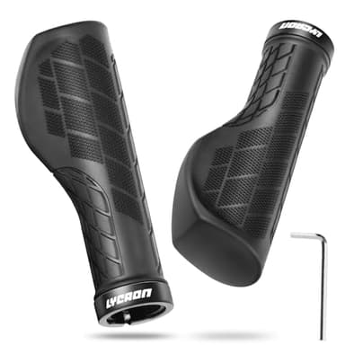 LYCAON Puños Bicicleta Ergonómicos - Manillares para Bicicletas, Goma Antideslizante, con Bloqueo de Aluminio, para bicletas Scooter, Cruiser, Urban, triciclos, de montaña, Carretera, MTB, BMX