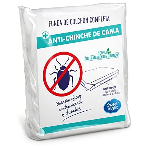 SWEET NIGHT Sweetnight - Funda de colchón Completa 90x200 cm | Anti-Chinches y Anti-ácaros | Colchón Renove: Protege Completamente tu colchón | Silencioso | Cremallera | Sin Tratamiento químico