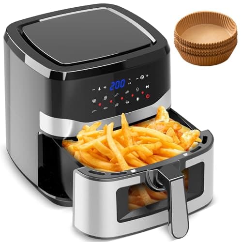 Gidgimo Freidora de Aire 8.5 L Air Fryer 1785W, Tecnología RapidFry, 9 Funciones Preestablecidas, Pantalla Táctil, Ventana Transparente, Apta para Familias de 6-8 Personas​, Hasta 200 °C y 60 Min