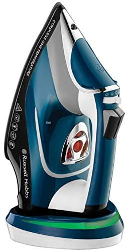 Russell Hobbs Plancha de Ropa Sin Cable Cordless One Temperature - 2600 W, Suela de Cerámica, Tecnología One Temperature, Golpe Vapor 210g, Antical, Antigoteo, Función Autolimpieza, Azul - 26020-56