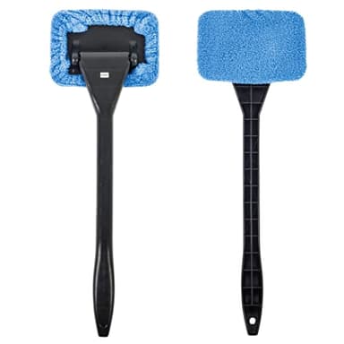 GADLANE Palo Limpiacristales Coche 2pcs - Limpiador Parabrisas Ventanas de Coche de Microfibra con Mango Largo para Limpiar Cristales y Niebla, Limpiador Cristales Coche - Bayeta Antivaho 2PCS