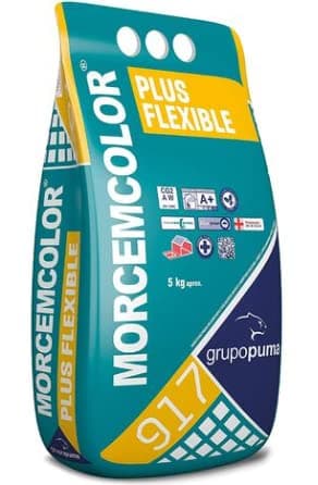 MORCEM COLOR PLUS FLEXIBLE: Mortero para rejuntado de juntas de gresite en piscinas. Antihongos e hidrorepelente. Saco 3 kg