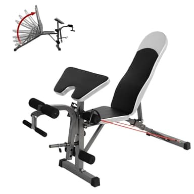 ALLINLIFE Banco de Pesas Ajustable,Banco Musculación Multifuncional,Banco Abdominales con 8 Posiciones Ajustables y 2 Correas de Entrenamiento,Gimnasio Entrenamiento en Casa Capacidad de Carga 200 KG