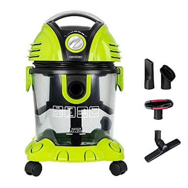 Cecotec Aspirador de Sólidos y Líquidos sin Bolsas Wet&Dry T. 1200W, 7 Metros de Radio de Acción, Capacidad 15 L, Filtro HEPA y Filtro de Agua, Regulador de Potencia, Soplador, 5 Accesorios