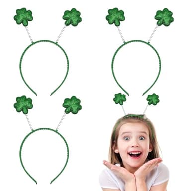 UILYNIU 3 Piezas Tiara de Trébol San Patricio, Tiara Verde, Diadema de Trébol Verde, Accesorios de Disfraz de San Patrick para adulto niños Regalos Irlandeses Día de San Patricio