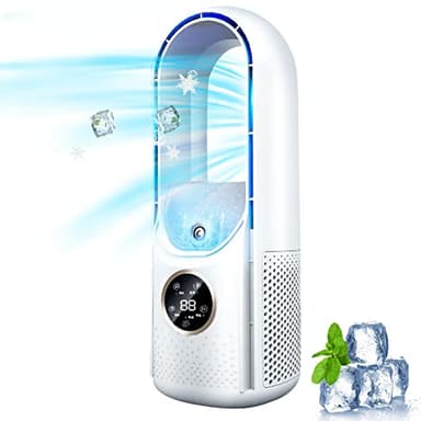 Aire Acondicionado Portátil,Mini Refrigerador de Aire 3 en 1,Aire Acondicionado Cooler,Humidificador y Purificador,Mini Aire Acondicionado Portátil con 6 Velocidades,Pequeño Aire Acondicionado USB