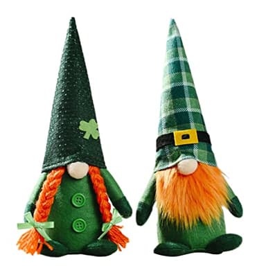 2 Piezas de Adornos irlandeses de duenditos, decoración de gnomo de San Patricio Decoración Verde Adorno Enano para decoración del Día de San Patricio