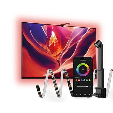 KSIX AmbiGlow Tira Luces Led TV 55-75 Pulgadas, Sincroniza Audio y Video para Cine en Casa, 3,5metros, recortable, Luz Gaming, Conectado a App, Mando a distancia
