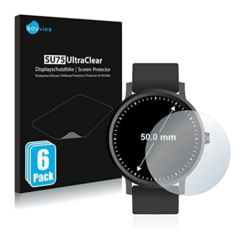 savvies Protector Pantalla para Relojes (Circular, ø: 50 mm) (6 Unidades) Película Ultra Transparente