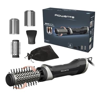Rowenta Brush Activ, Cepillo de Aire Giratorio, Cepillo Secador de 1000 W, Diseño Ergonómico, 2 Cepillos Cerámicos Giratorios, Boquilla Concentradora y Funda, UB9530F0