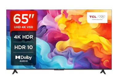 TCL 65V6B 65" 4K Ultra HD, HDR TV, Smart TV Powered by Google TV (Dolby Audio, Motion Clarity, Control por Voz, Compatible con Google Assistant, Chromecast Integrado)
