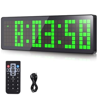 AnExer Temporizadores para Gimnasio, 13.2" Grande Reloj Temporizador Digital de Pared con Countdown/UP Cronómetro,Brillo Ajustable y Control Remoto para Sala de Estar, Oficina, Cocina, Aula, Gimnasio