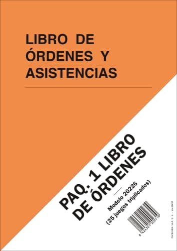 PAQ. 1 LIBRO DE ÓRDENES Y ASISTENCIAS. A4, 25 folios triplicados y numerados.