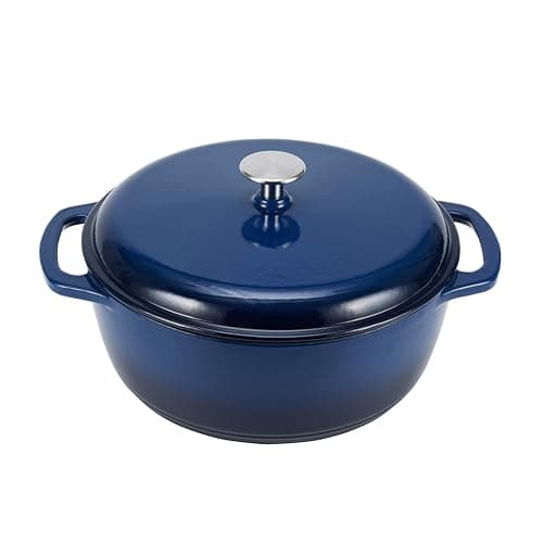 Amazon Basics Olla de hierro fundido esmaltado Redondo, 5.7 L, azul marino