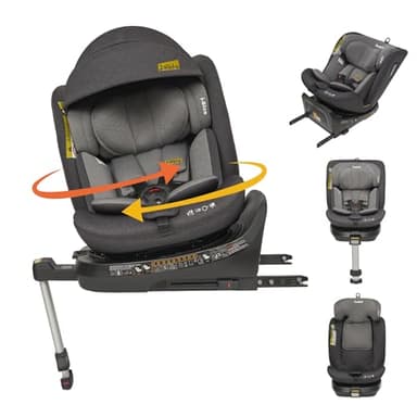 Jovikids I-size Silla Coche Bebé Grupo 0 1 2 3 ISOFIX, Giratoria 360 Universal, ECE R129, para Niños de 40-150cm, 0 Meses-12 Años, Pierna de Apoyo (Gris)