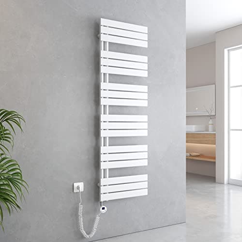EMKE Toallero electrico baño con Termostato de Elemento Calefactor, 1599x500 mm 1000W Radiador toallero con Barra Calefactora con Temporizador, Blanco