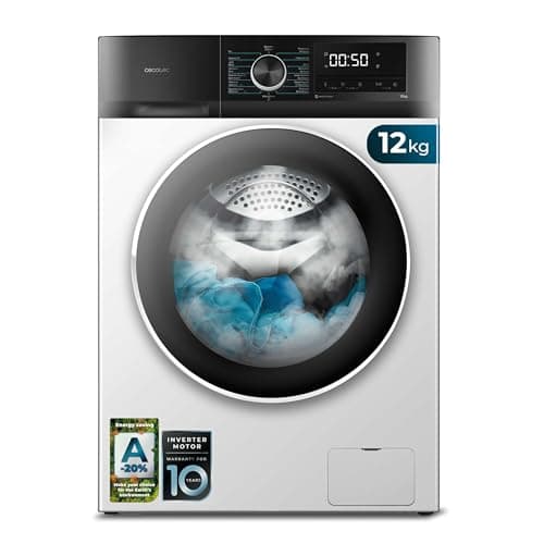 Cecotec Lavadora 12Kg Carga Frontal Bolero DressCode 12500 Inverter. 1400rpm, 16 Programas, Bajo Consumo, Motor Inverter Plus, SteamMax, Pearl Drum, Delay Start, Drum Clean, Allergy Care y Stop&Go