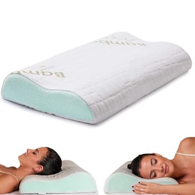 Flowen Almohada Cervical y Cuello Viscoelastica Cojin Ortopédico para Dormir Antiácaros Antialérgico y Transpirable Ideal para Dolores de Cuello Forro en Bamboo Antibacteriano Extraíble y Lavable