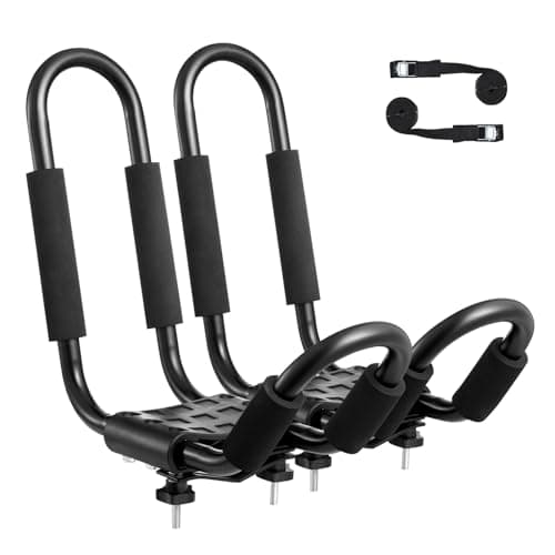 VEVOR Portaequipajes para Kayak 1 Par Portaequipajes de Acero de Aleación Portaequipajes con Barra en J para Tabla de Surf, Canoa, Sup, Tabla de Esquí, Montaje en Automóvil, SUV, Camión, Kayak, Viaje