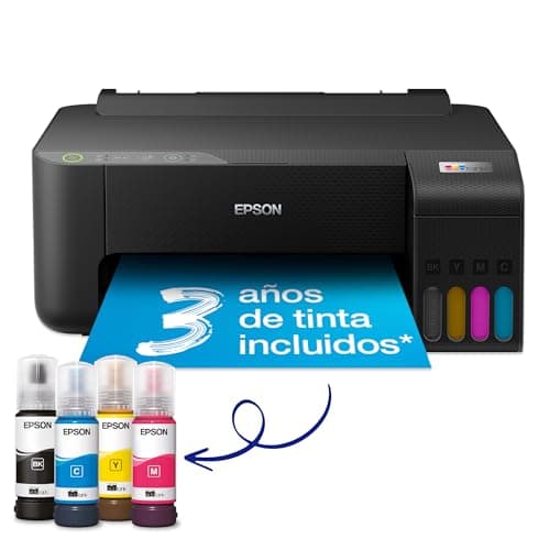 EPSON EcoTank ET-1810 | Impresora Inalambrica Compacta, Wifi, A4 con Depósito de Tinta Recargable, Impresión Fotográfica de Hasta 10x15 cm, Aplicación Smart Panel | Color Negro