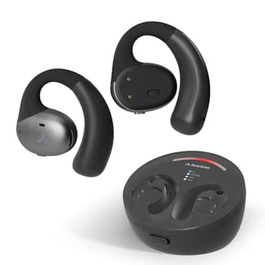 Avantree Medley Pebble - Auriculares Inalámbricos Open-Ear para Escuchar la TV y la Televisión con Transmisor Bluetooth y Dock de Carga, Auriculares para Mayor con Diálogo Claro