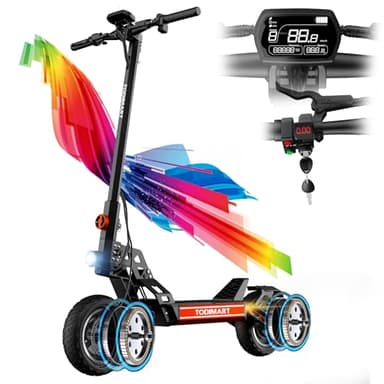 TODIMART S13 Patinete Electrico, 2000W Autonomía 70-90 km 48V 20.8Ah Potente neumÃtico Todoterreno sin cÃmara de 10 Pulgadas, Carga Máxima 150KG Plegable-Inicio Clave