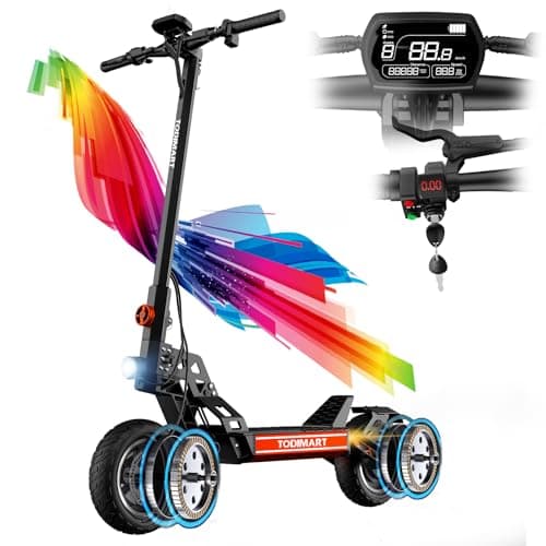 TODIMART S13 Patinete Electrico, 2000W Autonomía 70-90 km 48V 20.8Ah Potente neumÃtico Todoterreno sin cÃmara de 10 Pulgadas, Carga Máxima 150KG Plegable-Inicio Clave