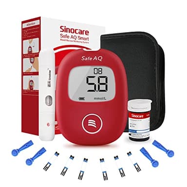 Kit de prueba de diabetes inteligente Sinocare Safe AQ, monitor de azúcar en sangre con 25 tiras reactivas sin codificación y 25 tiras Twist Lans