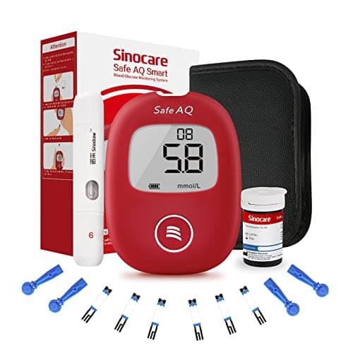 Kit de prueba de diabetes inteligente Sinocare Safe AQ, monitor de azúcar en sangre con 25 tiras reactivas sin codificación y 25 tiras Twist Lans