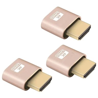 4K Emulador de Pantalla de Monitor Virtual de Alta resolución de Binghe 3 Piezas Adaptador de Pantalla de Nueva generación, Compatible con hasta 3840 x 2160 a 60 Hz, emulador DVI EDID de 1080 120Hz