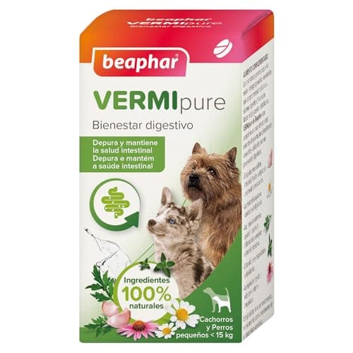 Beaphar VERMIpure Comprimidos Naturales Perros Pequeños <15kg y Cachorros - 50 Comprimidos