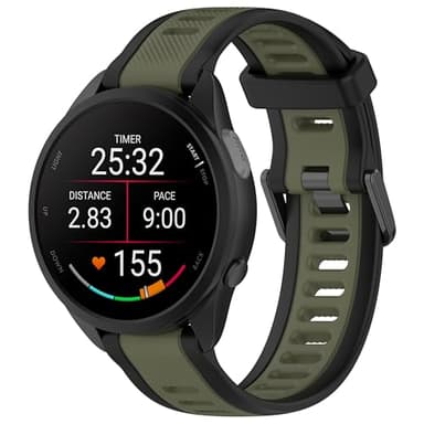 CZhkg Silicona Deportes Pulsera para Garmin Forerunner 165/165 Music Strap, Brazalete Correa de Repuesto Wristband Correa de Reloj Armband para Garmin Forerunner 165 Music/165 (verde negro)