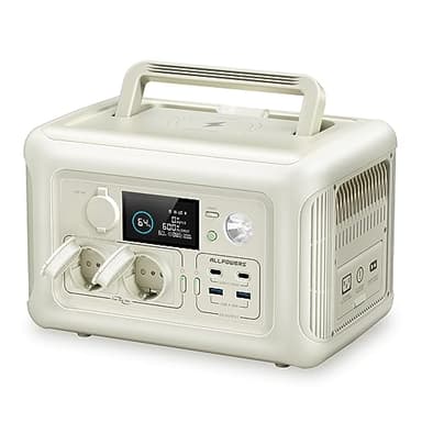 ALLPOWERS Estación de energía portátil R600, generador solar, 299 Wh, batería LiFePO4 con 2 x 600 W (1200 W pico) salida CA, 0-100% carga rápida en 1 hora para fiestas, viajes, camping, autocaravanas