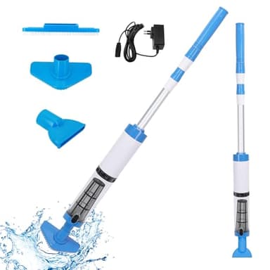 Aspirador de Piscina a Bateria, 3 en 1 Aspirador de Piscina Manual Portátil con Mango Telescópico, Limpiafondos Eléctrico de Piscina para SPA, Jacuzzi, Piscina Pequeñas