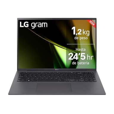 LG gram 16Z90S-G.AD89B - Portátil Ultraligero de 40.6 cm (16") 2560x1600, Panel IPS, Intel Core Ultra 7, 32 GB RAM, 1TB SSD, 1,199 g, batería hasta 24.5 h, W11 Home, Gris, Teclado Qwert Español